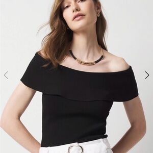 White House Black Market Off Shoulder Rayon Black Top Size Small